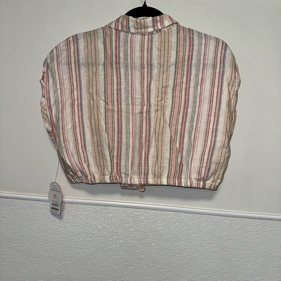 Girls Wonder Nation Striped Crop Top XXL (18) Multi-color Button Down New NWT - Picture 2 of 8